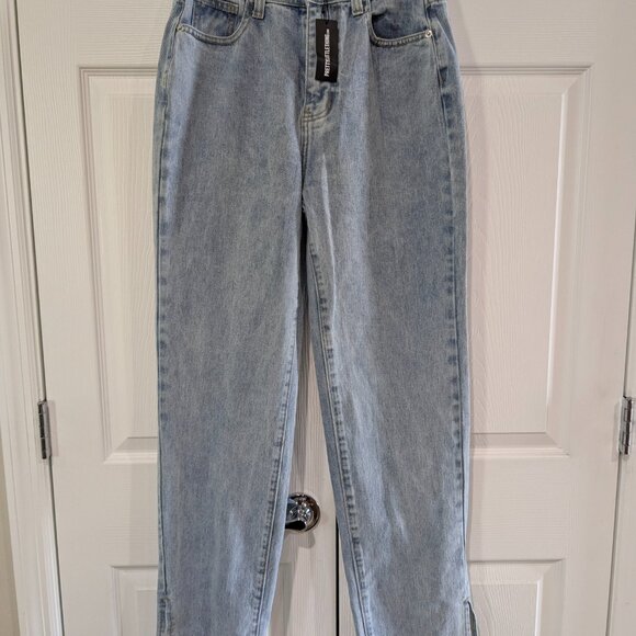 PrettyLittleThing Women's Light Blue Wash Split Hem Jeans US 4 NWT - Picture 3 of 15